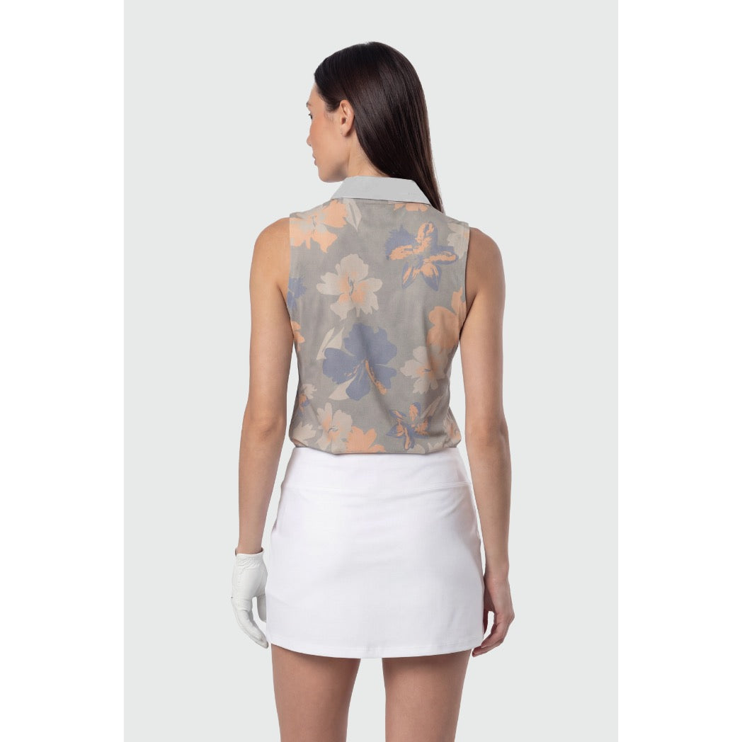 TEAMLTD - SLEEVELESS PAR-TEE POLO SHIRT | Grey Hibiscus