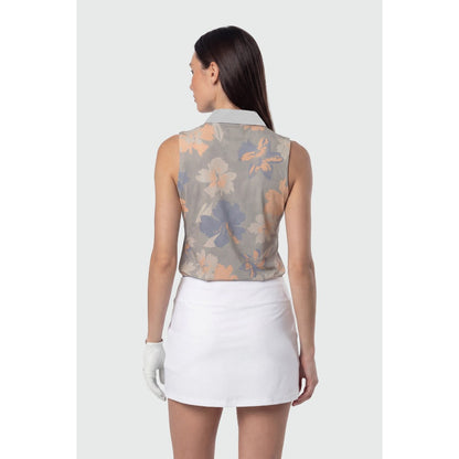TEAMLTD - SLEEVELESS PAR-TEE POLO SHIRT | Grey Hibiscus