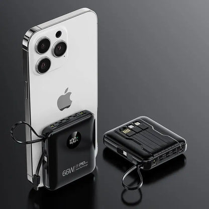 50000mAh PowerBank 66W Super Fast Charging with Cable Large Capacity Compact Portable Mini Shared Four Wire Mobile Power Bank