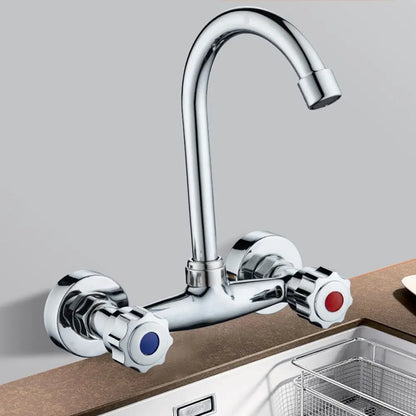 Durable Metal Out Water Inlet Valve Double Control Hot and Cold Double Shower Faucet Valve Wall Mounted Diverter Valve
