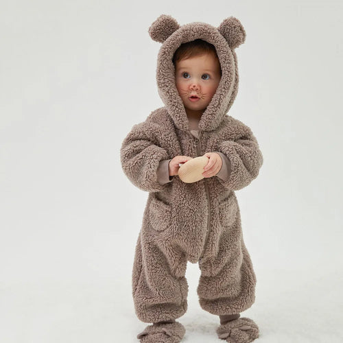 Baby Rompers Newborn Baby Boys Fleece Cotton Jumpsuit For Baby Girls Hooded Romper Infant Christmas Costumes 0-18M