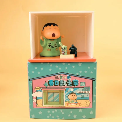 Crayon Shin chan Anime Characters Spring Home Series Blind Box Characters Fashion Cute Car Decoration Model Toys Authentic Gifts