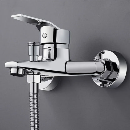 Chrome Plated Wall Mounted Hot and Cold Faucet with Adjustable Dual Nozzles Suitable for Bathroom Household Shower Mixer Tap