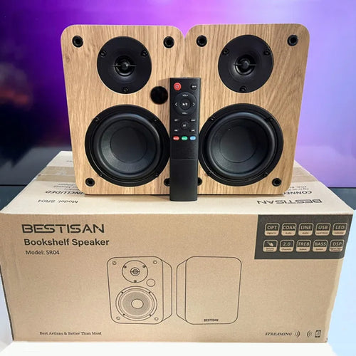 Bestisan 80W 2.0 Channel Wireless Speakers for PC TV Home Theater Sound System USB/coax/Optical Bookshelf Active Subwoofer SR04