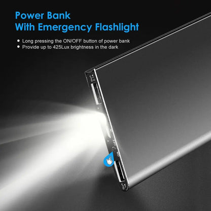 20000mAh 5V/2.1A Portable Power Bank Battery Pack for Heated Vest Jacket Pants Socks USB Power Bank for phone with Flashlight