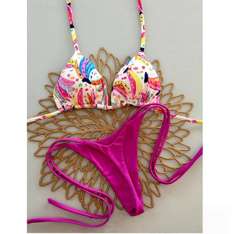 Bikini Print Swimsuit Beach Sexy Ladies Swimwear Seaside Vacation