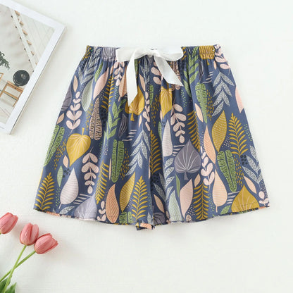 2025 Summer Sleeping Pants Women Thin Bottoms Spring Large Size Home Wear Pants Pajamas Flower Print Loose Cute Beach Trousers
