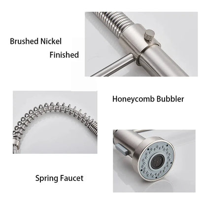 Black kitchen faucet, stainless steel mixer faucet, 360-degree rotating spray nozzle, kitchen sink, hot and cold water faucet.