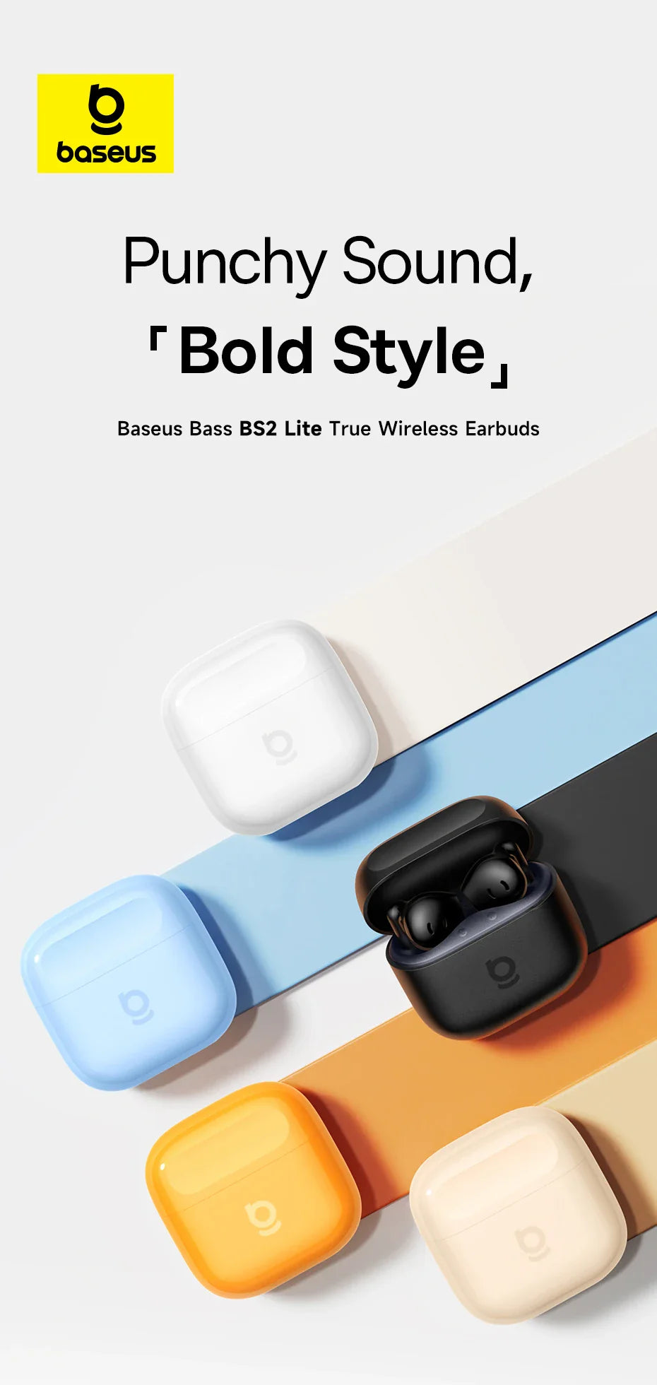 Baseus BS2 Lite Semi-In-Ear True Wireless Headset Comfortable Wear Bluetooth Music Sports Headset Low Latency
