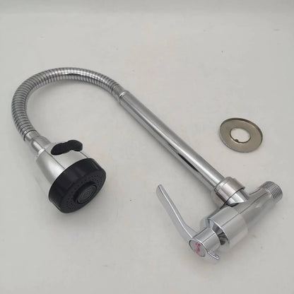 360° Kitchen Wall Mounted Faucet Single Cold Universal Vegetable Basin Faucet Bathroom Stainless Steel Sink Balcony Faucet