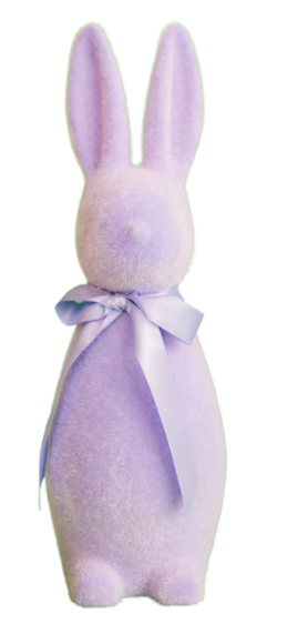 LARGE FLOCKED BUTTON NOSE EASTER BUNNY DECORATION - BRIGHT