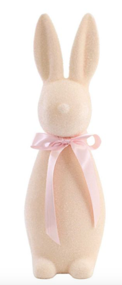 LARGE FLOCKED BUTTON NOSE EASTER BUNNY DECORATION - BRIGHT