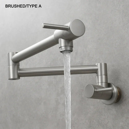 Brass Pot Filler Tap Wall Mount Foldable Kitchen Faucet Single Cold Single Hole Sink Tap Rotate Folding Spout Chrome Gold Black