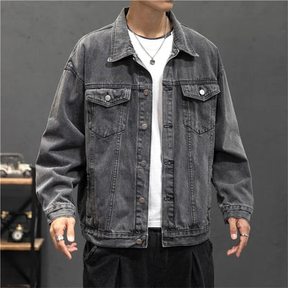 Denim Jacket Men Fashion Hole Retro Motorcyle Basic Coat Men Streetwear Bomber Denim Jacket Cowboy Men's Jacket Casual Coats