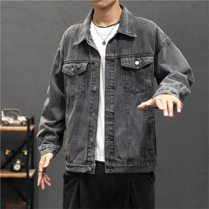 Denim Jacket Men Fashion Hole Retro Motorcyle Basic Coat Men Streetwear Bomber Denim Jacket Cowboy Men's Jacket Casual Coats