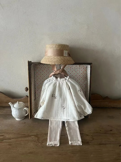 2025 Spring New Baby Girl Flower Embroidery Blouse Cotton Infant Long Sleeve Tops Loose Toddler Girl Shirts Kids Clothes