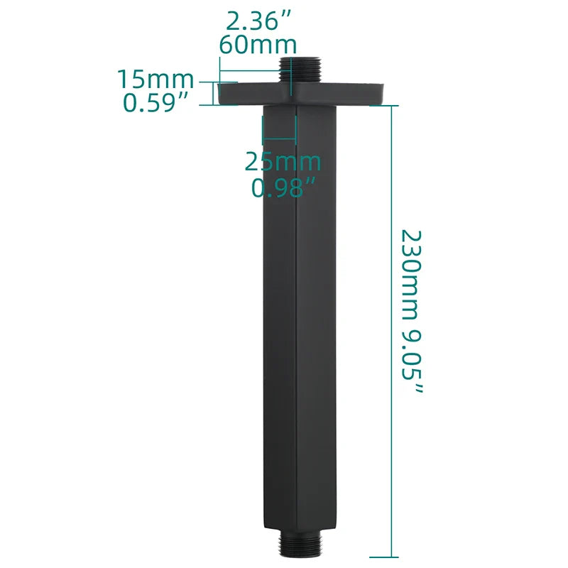 Ciencia 304 Stainless Steel Square Shower Arm G1/2 Bathroom Shower Arm Wall Mounted for Fixed Rain Shower Head