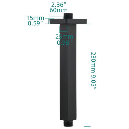 Ciencia 304 Stainless Steel Square Shower Arm G1/2 Bathroom Shower Arm Wall Mounted for Fixed Rain Shower Head