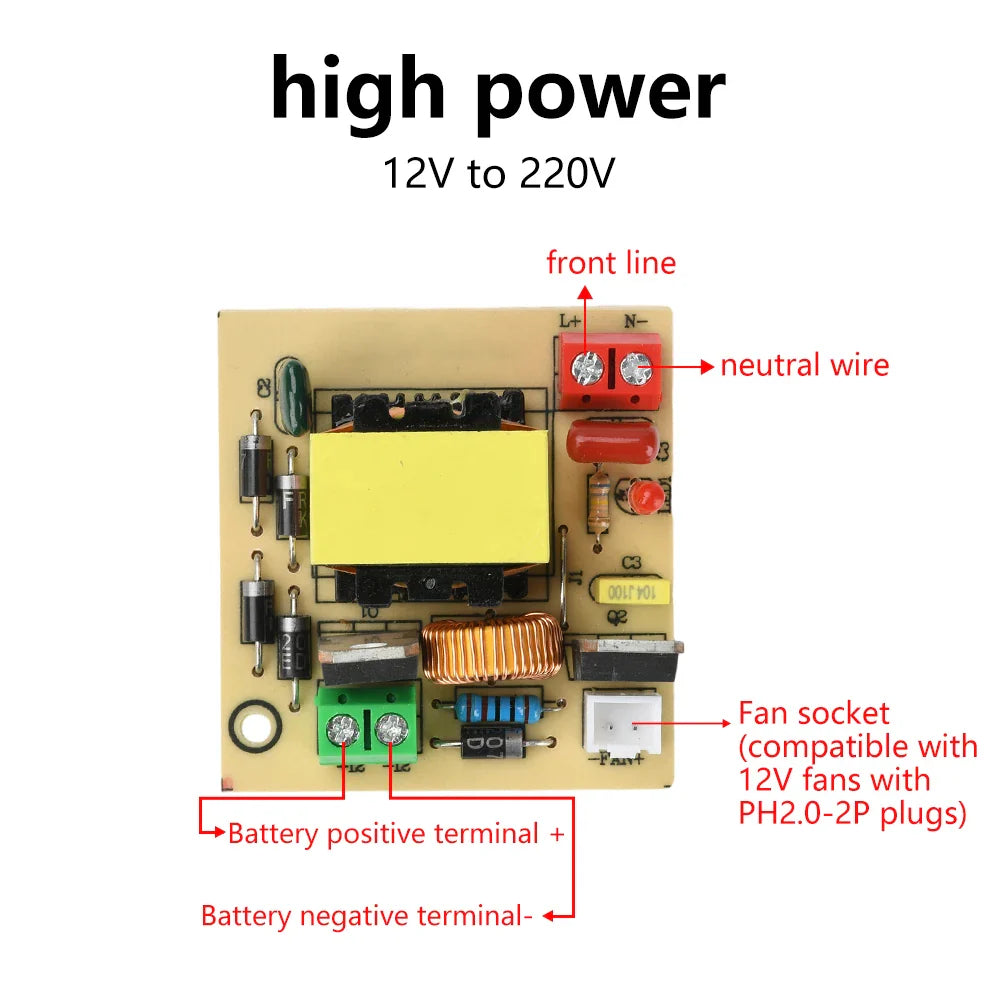 DC12-16.8V to AC 220V Step Up Inverter DC-AC boost Inverter Module 50-100W Power Adapter Outdoor Universal Solar Panel Converter
