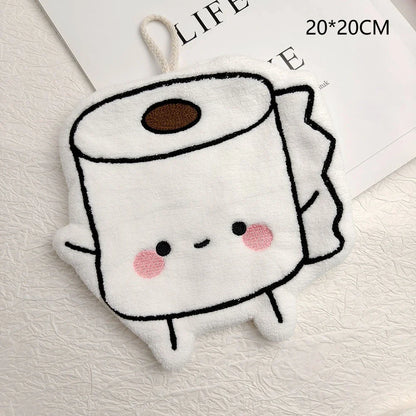 Cute Poop Toilet Paper Shaped Hand Towels Hanging Bathroom Decor for Quick Drying Home Furnishings