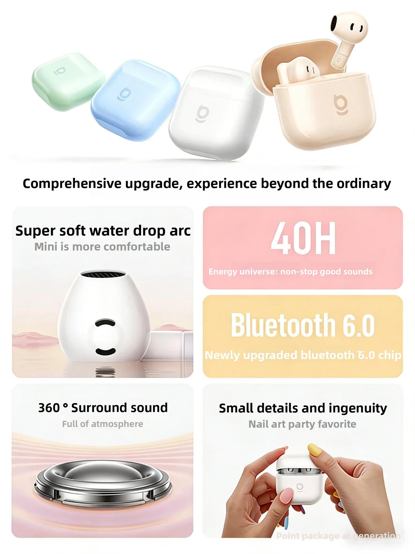 Baseus BS2 Lite Semi-In-Ear True Wireless Headset Comfortable Wear Bluetooth Music Sports Headset Low Latency