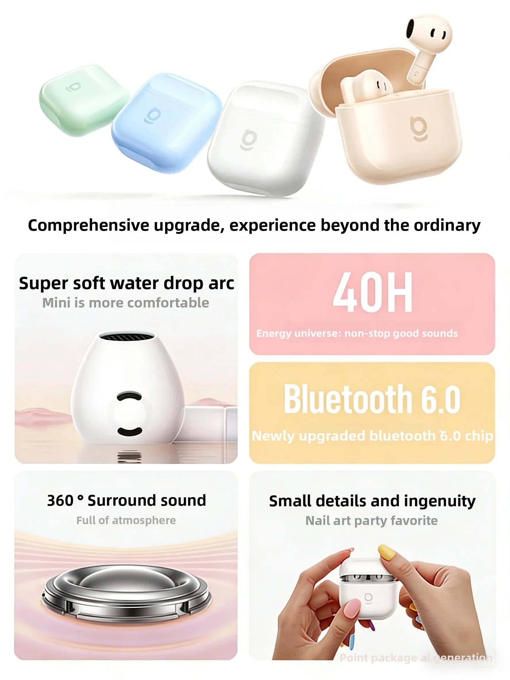 Baseus BS2 Lite Semi-In-Ear True Wireless Headset Comfortable Wear Bluetooth Music Sports Headset Low Latency