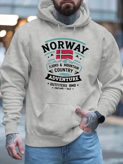 2026 New Style Fashion Men's Printed Autumn/Winter Hooded Parka - Outdoor Leisure Soft and Comfortable Long-Sleeved Sport Coat
