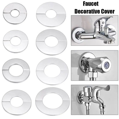 Black Shower Faucet Decorative Cover Chrome Finish Stainless Steel Wall Flange Water Pipe Wall Covers Bathroom Faucet Accessory