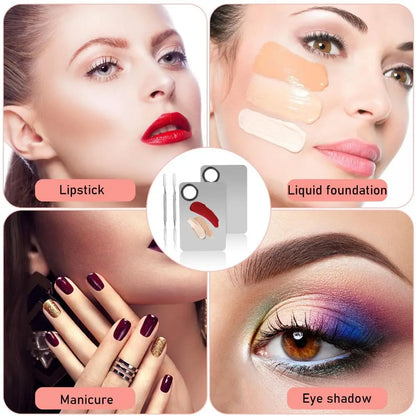 1 Set Stainless Steel Palette Spatula Kit Square Mixing Gel Foundation Makeup Mixing Palette Makeup Cosmetic Nail Art