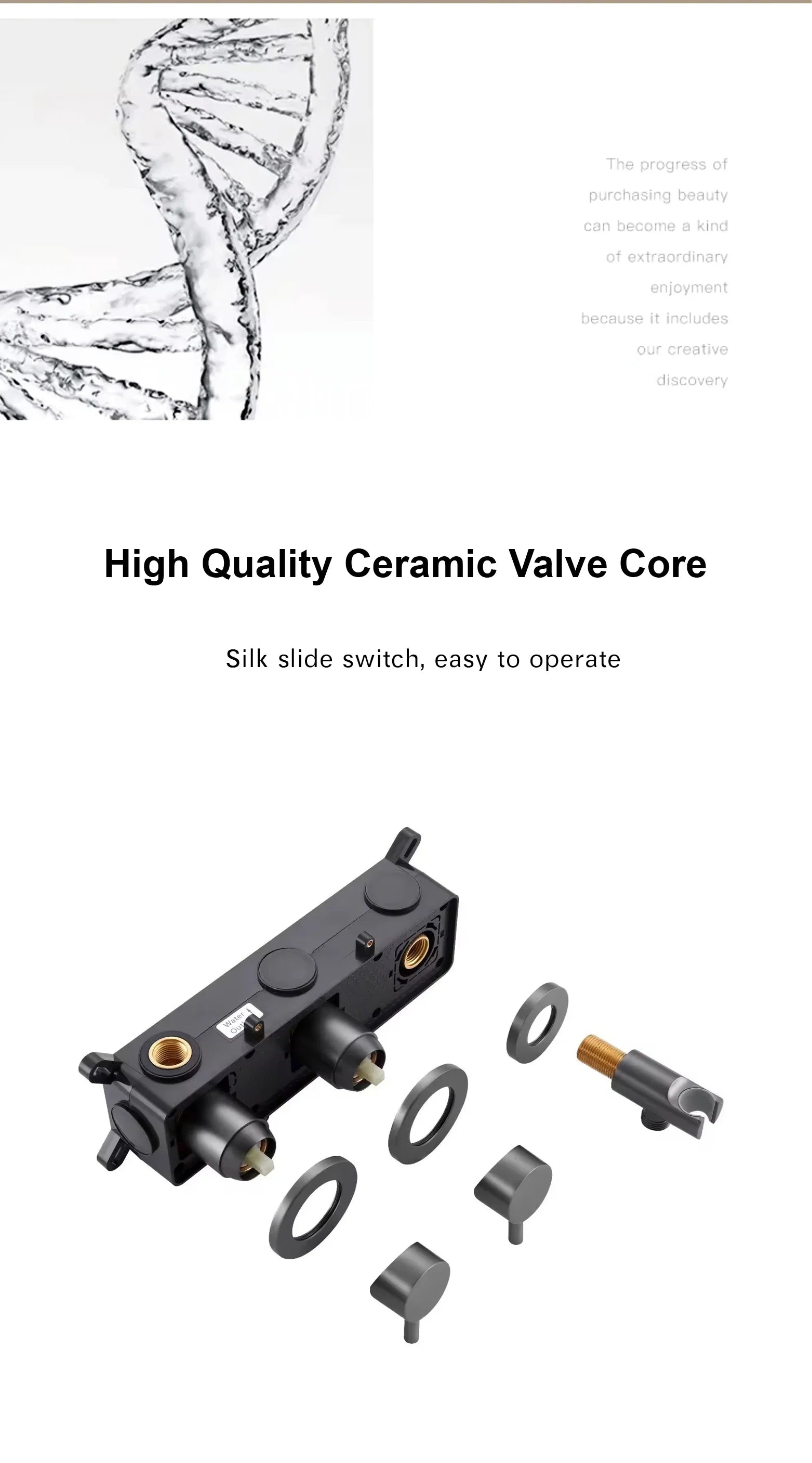 Bathroom Minimalist Gun Gray Brass Wall Mounted Bathtub Faucet with Dual Handles for Hot & Cold Water Dual Function Shower Mixer