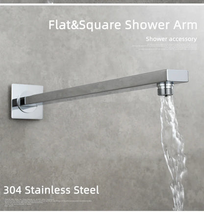 Ciencia 304 Stainless Steel Square Shower Arm G1/2 Bathroom Shower Arm Wall Mounted for Fixed Rain Shower Head