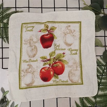 5Pcs Random 20x20cm Small Square Tea Towels Terry Cotton Printed Absorbent Kitchen Dishcloth Party Gift