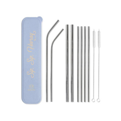 "Sip, Sip, Hooray" - Stainless Steel Straw Set