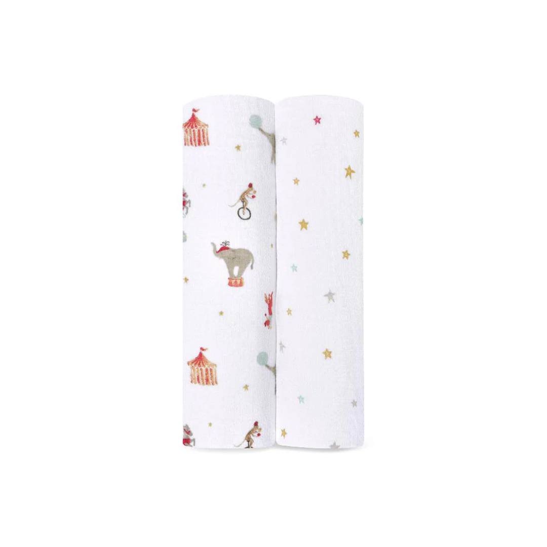 aden + anais Essentials Cotton Muslin Swaddle Blankets - 2 Pack - Elephant Circus