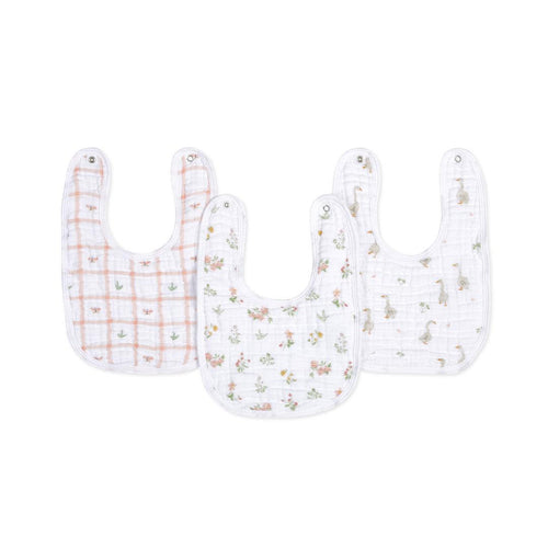 aden + anais Essentials Cotton Muslin Baby Snap Bibs - 3 Pack - Country Floral