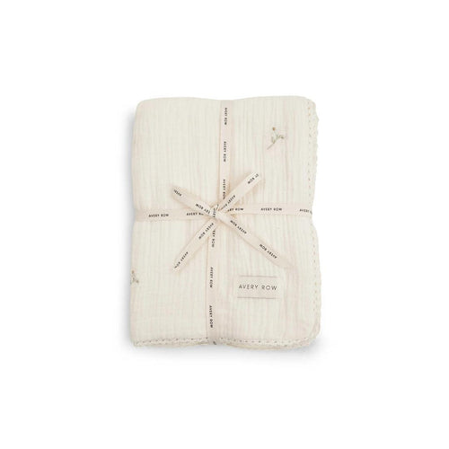Avery Row Embroidered Muslin Blanket - Wild Chamomile