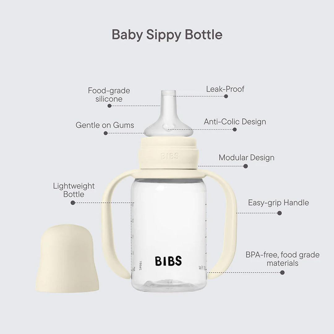 BIBS World Baby Sippy Bottle Spout Silicone 1 Pack 150ml - Blush