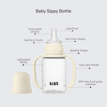 BIBS World Baby Sippy Bottle Spout Silicone 1 Pack 150ml - Blush