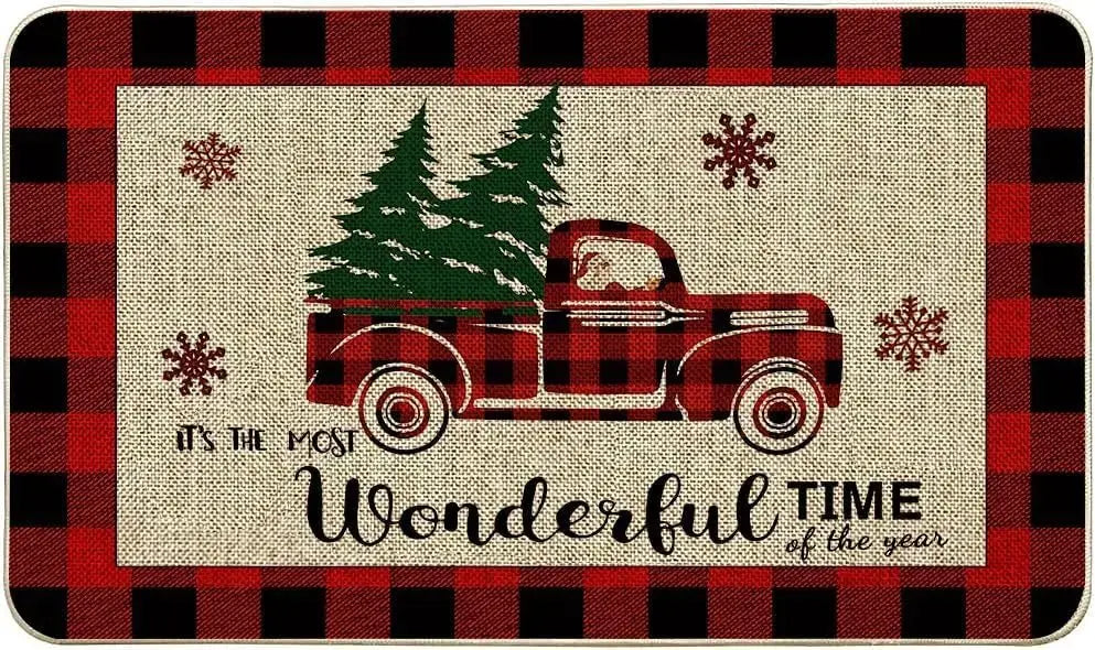 Christmas Santa Claus Truck Welcome Door Mats Home Decor Kitchen Hallway Balcony Rugs Carpet for Living Room Xmas Decorations