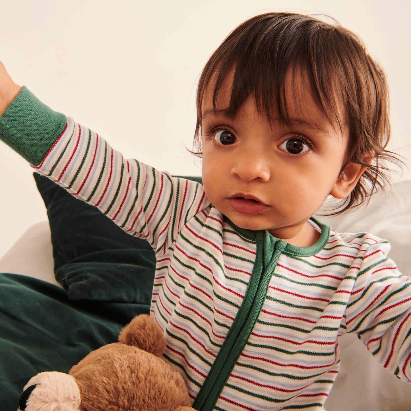 Festive Stripe Zip-Up Sleepsuit & Stocking Set