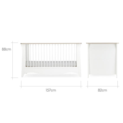 CuddleCo Clara 2 Piece Set 3-Drawer Dresser + Cot Bed  - White/Ash