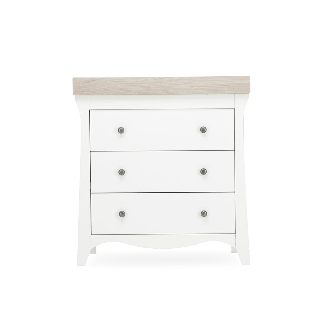 CuddleCo Clara 2 Piece Set 3-Drawer Dresser + Cot Bed  - White/Ash