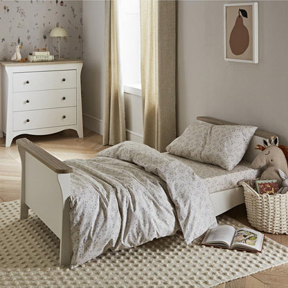 CuddleCo Clara 2 Piece Set 3-Drawer Dresser + Cot Bed  - White/Ash