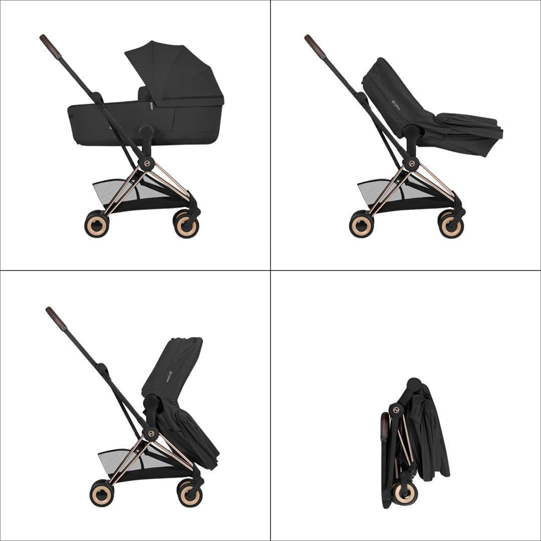 CYBEX Coya Comfort Compact Stroller & Carrycot - Sepia Black/Rose Gold