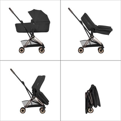 CYBEX Coya Comfort Compact Stroller & Carrycot - Sepia Black/Rose Gold