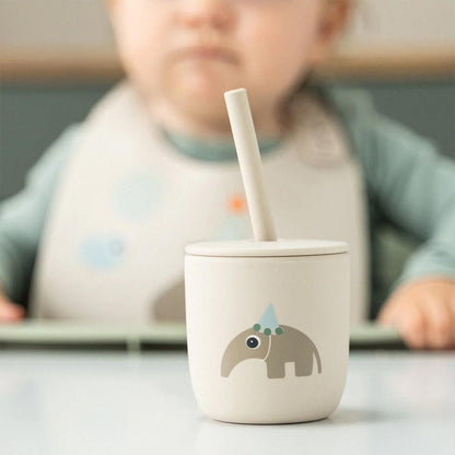 Done by Deer Silicone Straw Cup 2 Pack - Celebration Sand
