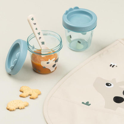 Done By Deer Baby Food Container 2 Pack - Tiny Farm Blue