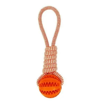 Durable Rubber Ball Chew Toy with Cotton Rope