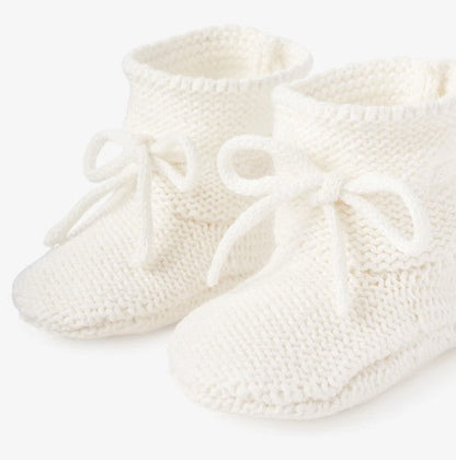 White Garter Knit Baby Booties