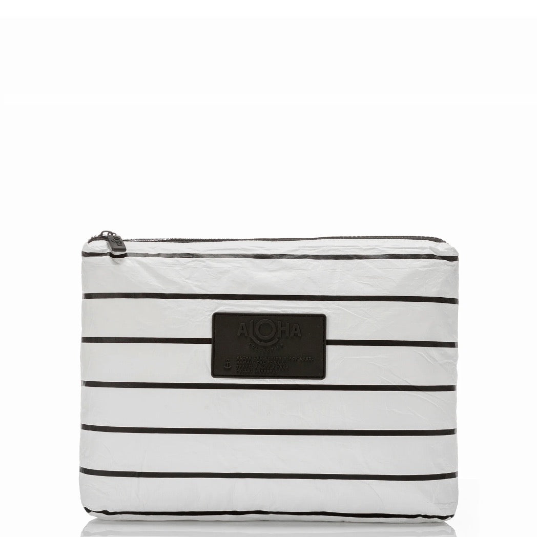 ALOHA COLLECTION - Pinstripe Mid Pouch | Black on White
